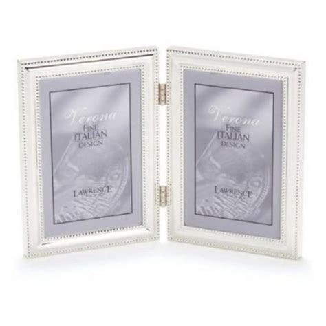 4x6 Hinged Double Vertical Metal Picture Frame Silver Plate With