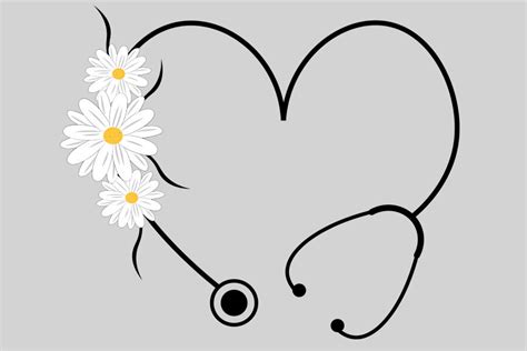Floral Stethoscope Svg Flower Heart Stethoscope Svg Nurse Life Svg
