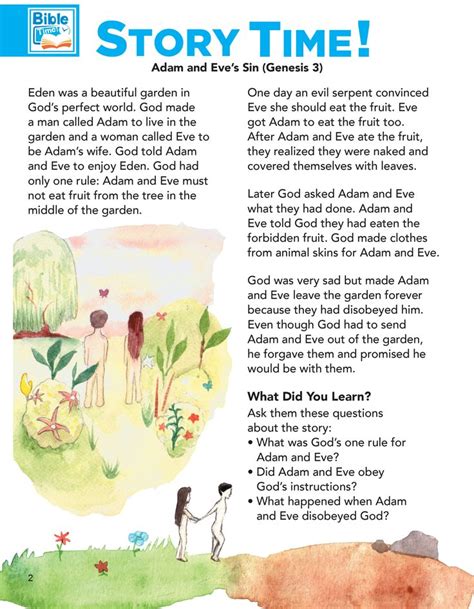 Adam And Eve Preschool Bible Lessons Easy Kids Bible Story For