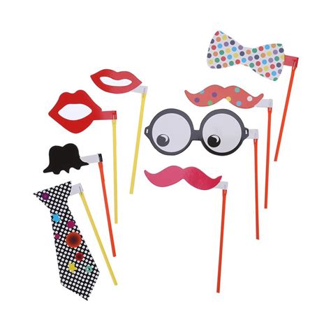 8pcs Party Funny Photo Booth Props Beards Red Lips Eyeglasses Bowknot