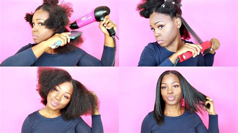 Blow Dry And Flat Iron Natural Hair Youtube