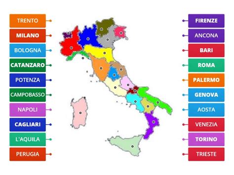 Capoluoghi Delle Regioni Italiane Labelled Diagram