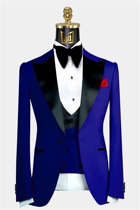 Royal Blue Peak Lapel Tuxedo 3 Piece Gentlemans Guru