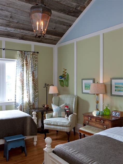 Boys Blue And Green Cottage Room With Rustic Gaslight