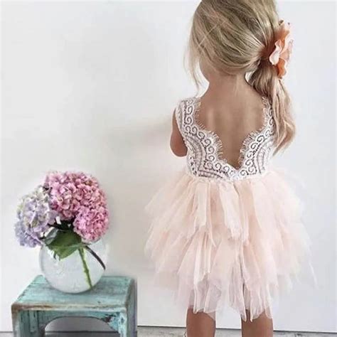 White Lace Flower Party Dresses For Girl Baby Child Wedding Dress