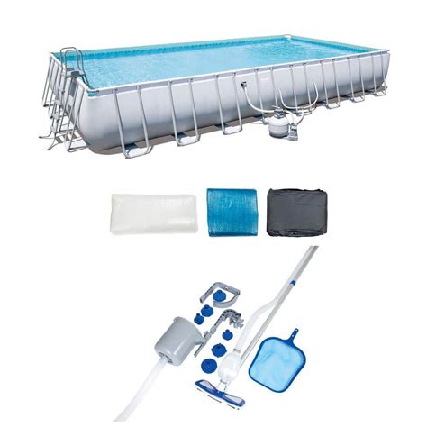 Bestway 314 Ft X 16 Ft Rectangle Frame 52 In Deep Swimming Pool And