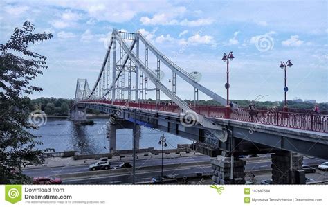 Blue Perspective Bridge On The River In Details Sky Beauty View With