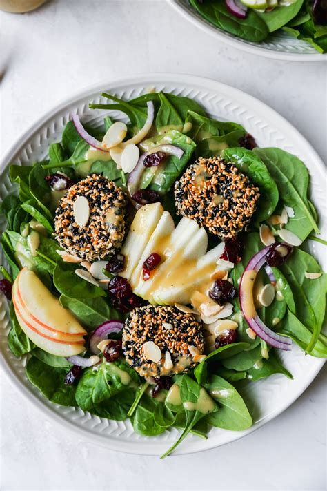 Spinach Salad With Sesame Crusted Goat Cheese Yes To Yolks