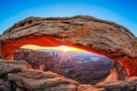 Sunrise Mesa Arch Landscape Canyon Lands National Park Utah Art