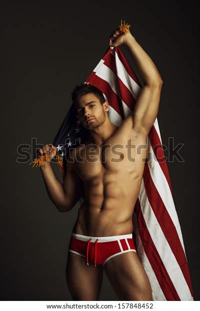 Naked Man American Flag Foto Stock Shutterstock