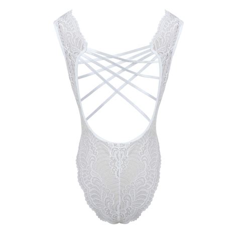 sexy white hollow out see through lace nightwear bodysuit teddy lingerie n16432