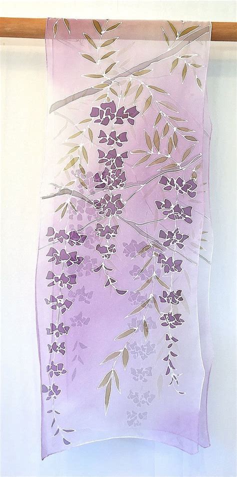 Silk Scarf Handpainted T For Wife Large By Silkscarvestakuyo Hand