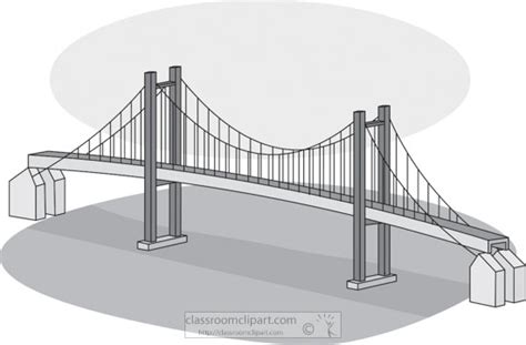 Architecture Gray And White Clipart Suspension Bridge Gray Scale