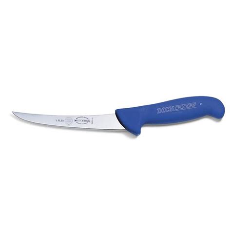 f dick ergogrip curved blade semi flexible boning knife s s p blue
