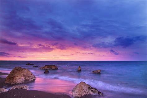 Pink And Purple Beach Sunset 4k Ultra Hd Wallpaper Background Image