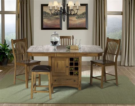 Laurelhurst 66 Rustic Oak Extendable Rectangular Counter Height Dining