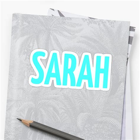 Sarah Name Aqua Sticker By Devonmaxx Redbubble