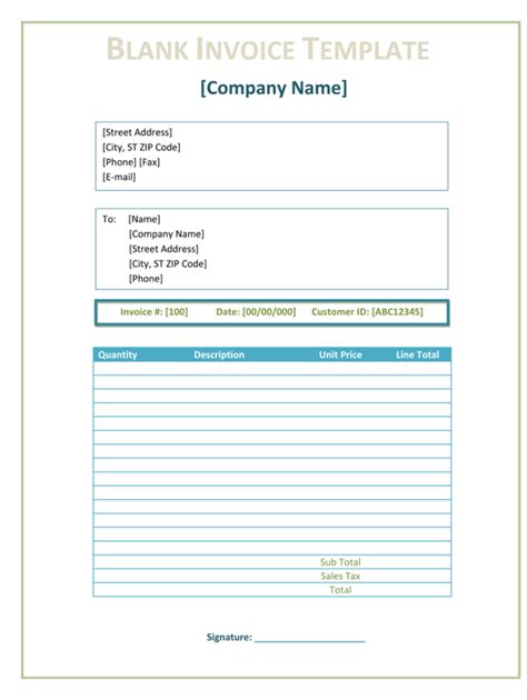 10 Blank Invoice Templates Word Excel And Pdf Templates