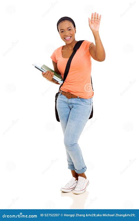 College Student Waving Goodbye Stock Image Image Of Female Full