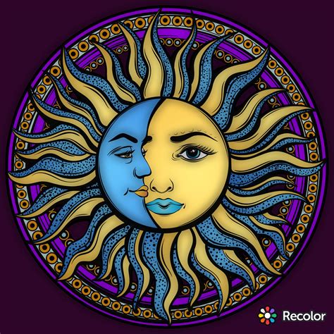 Pin By Cathy Garcia On Addicted To Coloring Sun And Moon Mandala Sun