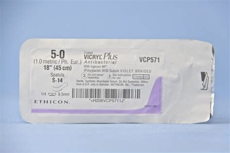 Ethicon Suture Vcp571g 5 0 Vicryl Plus Antibacterial Violet 18 S