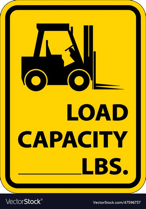 Forklift Load Capacity Label Sign On White Vector Image