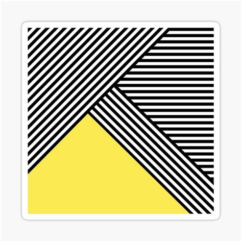 Black And White Stripes With Yellow Triangle Sticker For Sale By