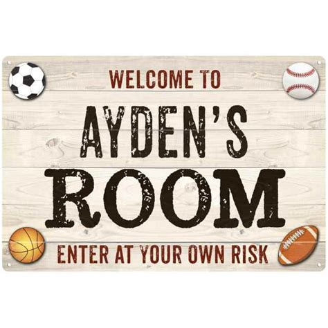 Aydens Room Kids Bedroom Sign Boys Personalized 8x12 Metal