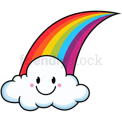 Kawaii Rainbow Single Cloud Cartoon Vector Clipart Friendlystock