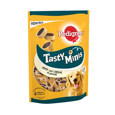 Pedigree Tasty Minis Adult Dog Treats Cheese And Beef Nibbles 140g Pet