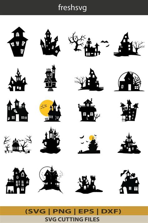 Haunted House Svg Haunted House Bundle Svg Halloween Haunted House Silhouette Haunted House