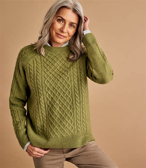 Sweet Pea Green Womens Merino Modern Cable Jumper WoolOvers AU