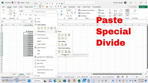 Paste Special To Divide Numbers And Formulas In Microsoft Excel Howto