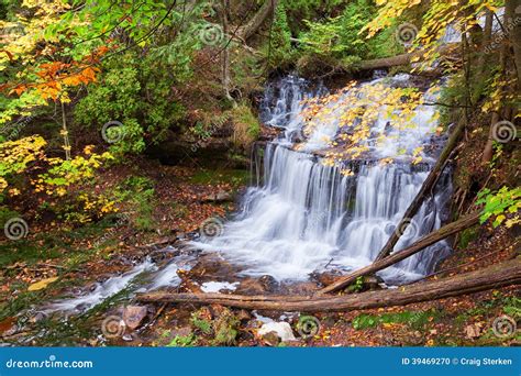 Munising Michigan Wagner Waterfalls In Autumn Stock Photo Image Of