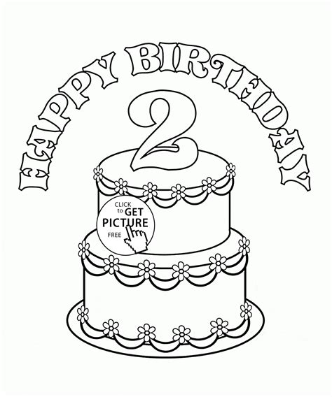 Is it baby's 1st birthday? 2nd Birthday Cake coloring page for kids, holiday coloring ...