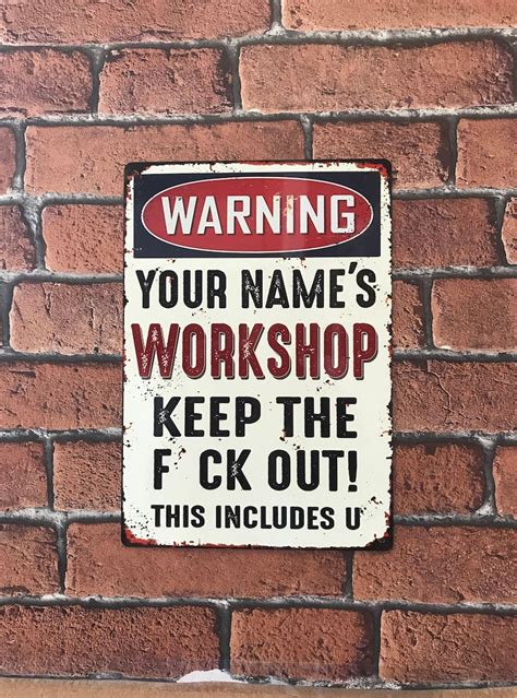 Workshop Sign Personalised Vintage Retro Metal Funny Sign Etsy Ireland