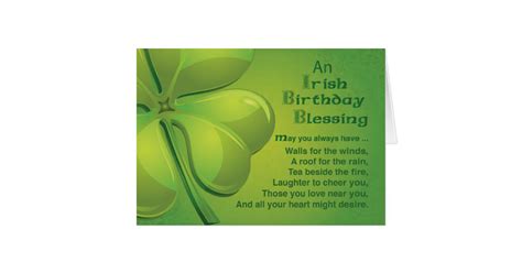 Irish Birthday Blessing Wish Card Zazzle