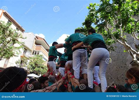 Castellers Human Tower From Catalonia Spain Editorial Photography