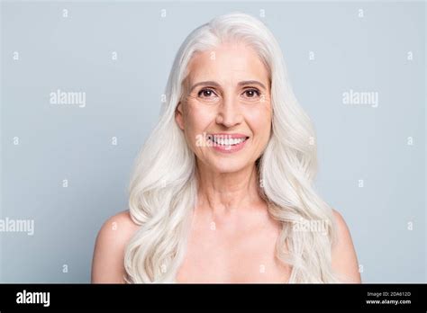 Close Up Portrait Of Her She Nice Looking Attractive Cheery Grey Haired