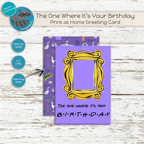 Friends Tv Show Birthday Card Print At Home Greeting Card Etsy