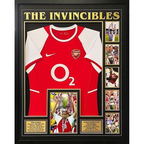 Thierry Henry Signed Photo And Arsenal Invincibles Framed Jersey