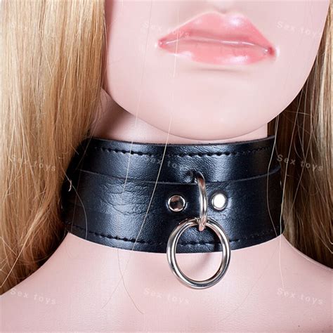 Black Pu Leather Slave Collars Slave Neck Ring Sex Products Sex Games Restraint Fetish Neck