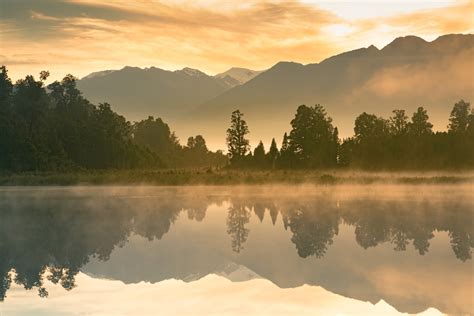 朝のマセソン湖 ニュージーランドの風景 Beautiful 世界の絶景 美しい景色
