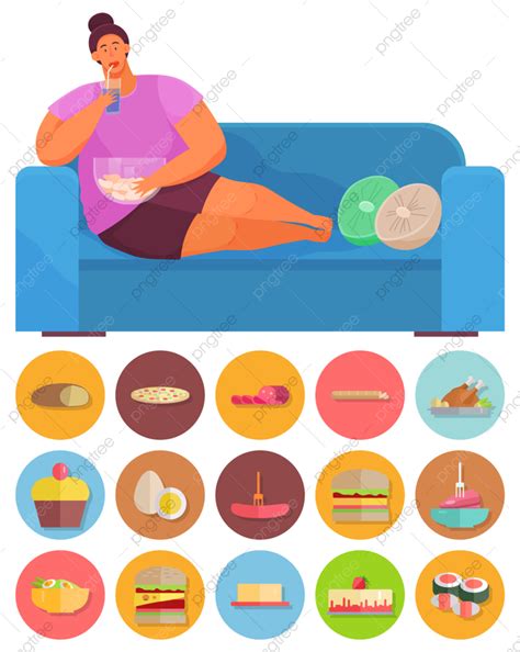 eating fast food vector hd images fat woman eating fast food on sofa figure obese dieting