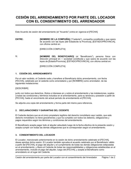 Modelo De Notificacion De Cesion De Contrato De Arrendamiento En Porn