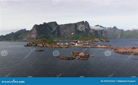 Aerial Journey Moving Norwegian Rorbuer Cabins On Hamnoy Island