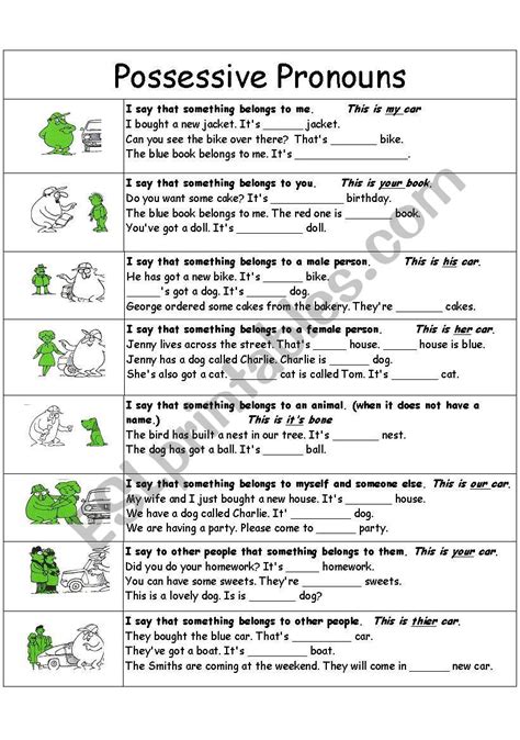 Possesive Adjectives Esl Worksheet By Yetigumboots