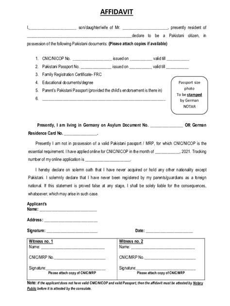 Fillable Online Notarized Affidavit For Passport Fax