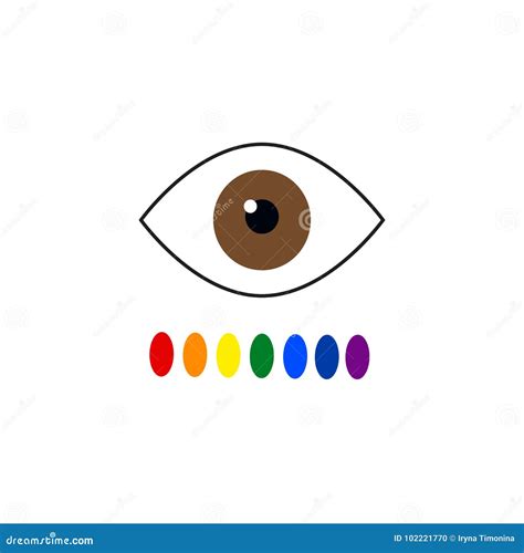Color Blindness Eye Color Perception Seven Colors Of The Rainbow Vector Illustration On