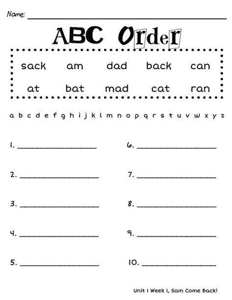 Hover over an image to see what the pdf looks like. Word Work Center** ABC Order Worksheet Set {Reading ...
